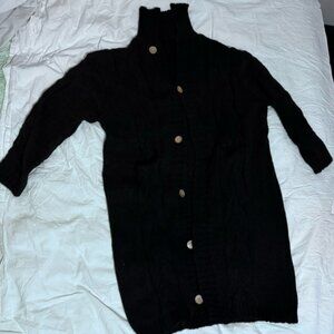 Super Soft Black Button-Up Women's Sweater/Dress
